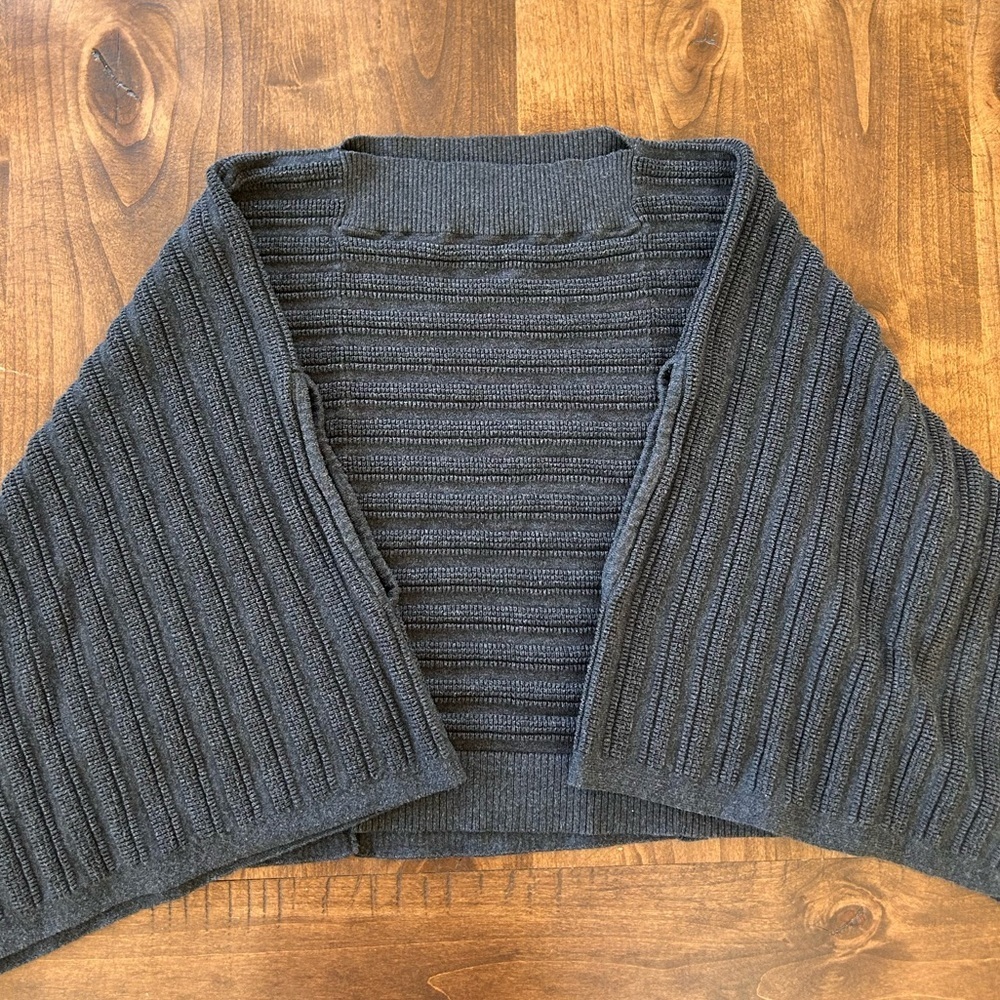 Lululemon Forward Flow Poncho Grey Ribbed Knit Cape One Size - Picture 2 of 6